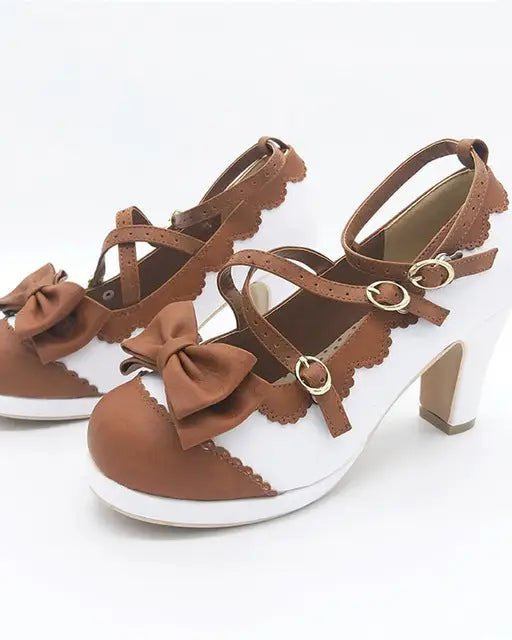 Beautiful Sweet Lolita Heels with Pearls and Bows - Cosparty