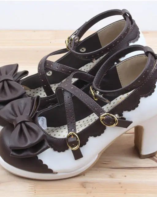 Beautiful Sweet Lolita Heels with Pearls and Bows - Cosparty