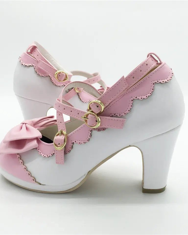Beautiful Sweet Lolita Heels with Pearls and Bows - Cosparty