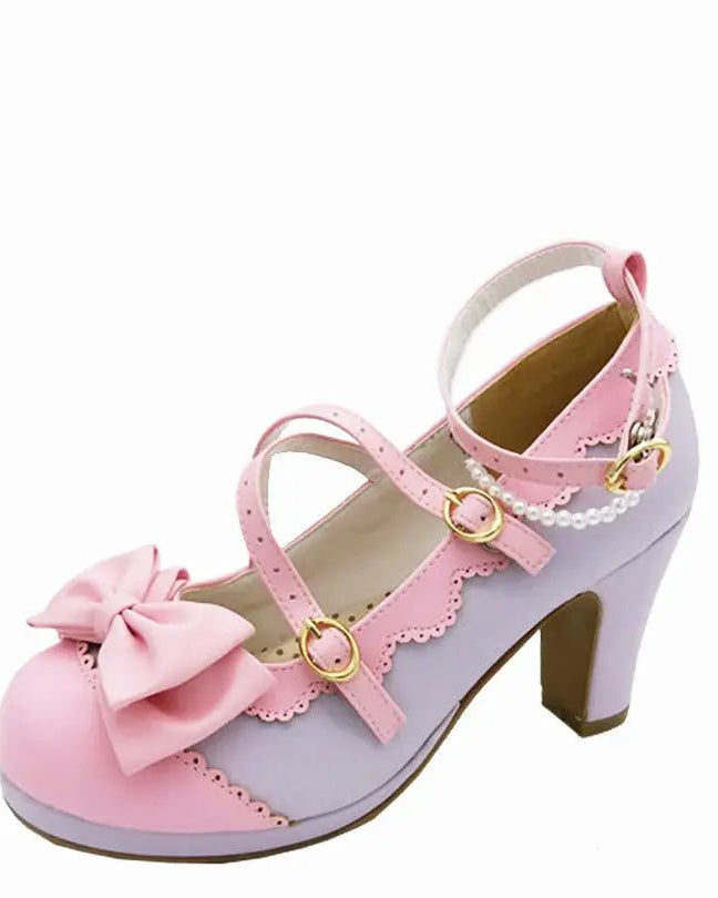 Beautiful Sweet Lolita Heels with Pearls and Bows - Cosparty