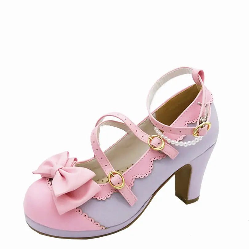 Beautiful Sweet Lolita Heels with Pearls and Bows - Cosparty
