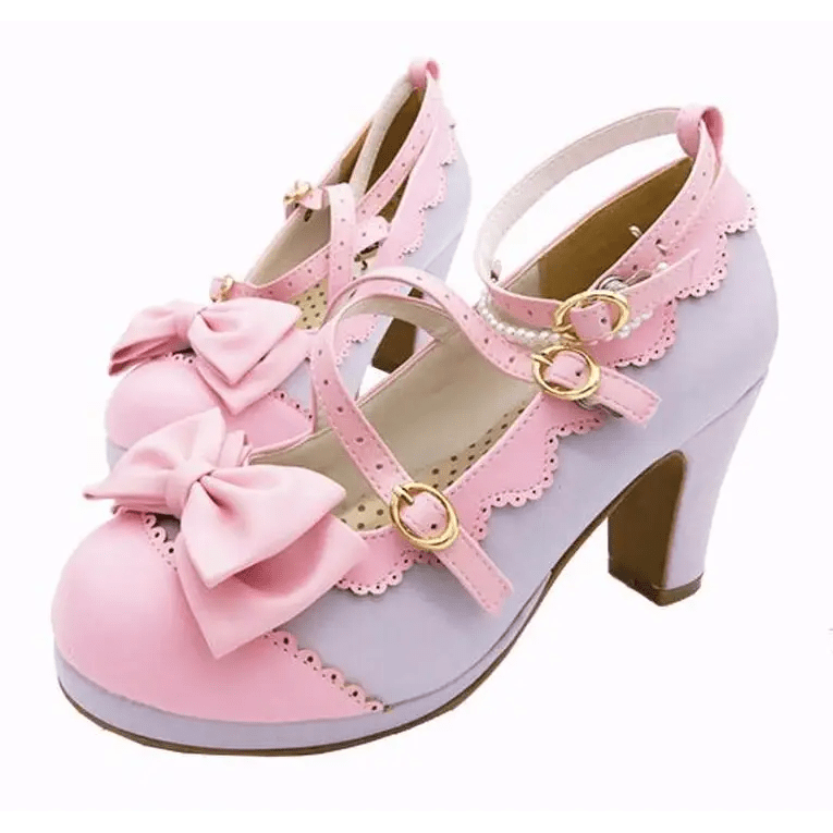 Beautiful Sweet Lolita Heels with Pearls and Bows - Cosparty