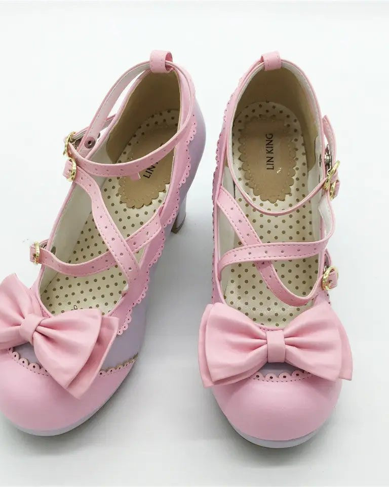 Beautiful Sweet Lolita Heels with Pearls and Bows - Cosparty