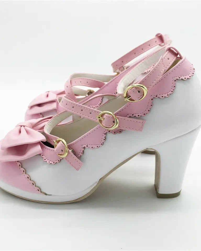 Beautiful Sweet Lolita Heels with Pearls and Bows - Cosparty