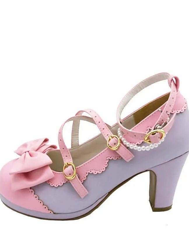 Beautiful Sweet Lolita Heels with Pearls and Bows - Cosparty