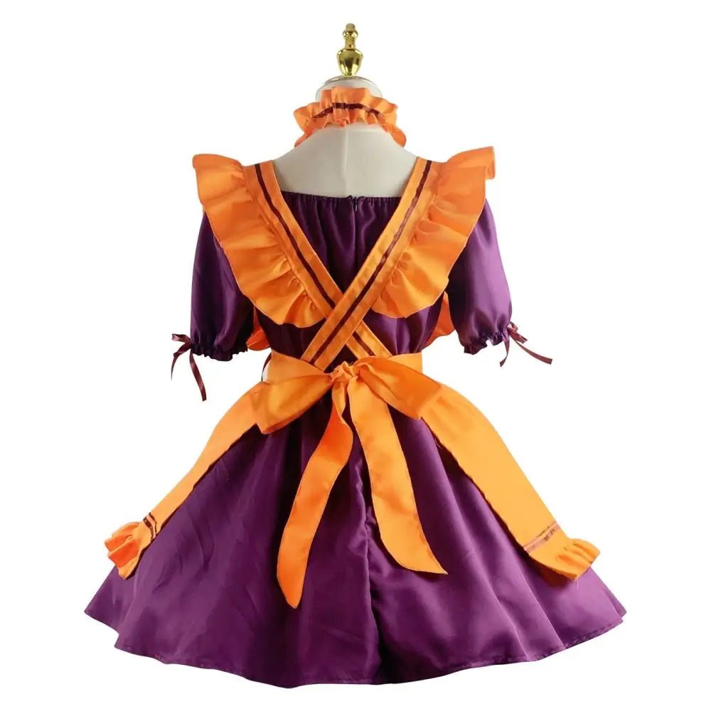 Black and Eggplant Purple Halloween Inspired Maid Lolita Dress 47cm Width - Cosparty