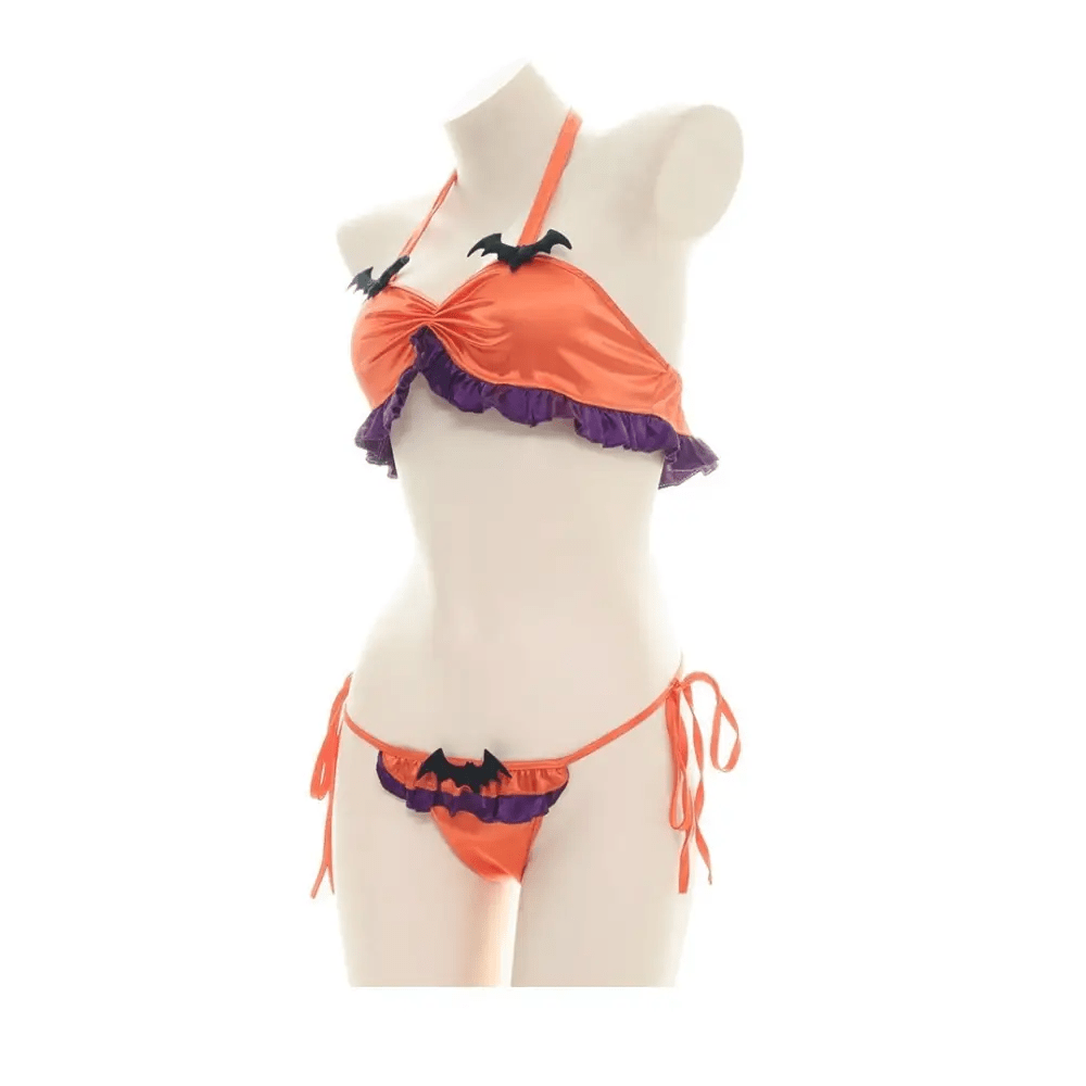 Black and Purple Bat Inspired Lingerie Set for Halloween - Cosparty