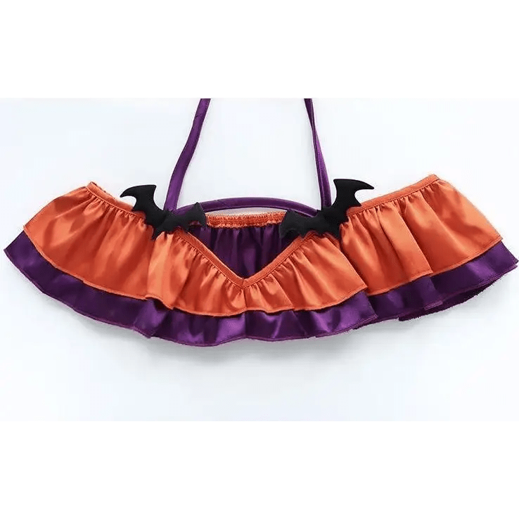 Black and Purple Bat Ruffled Lingerie Set for Halloween - Cosparty