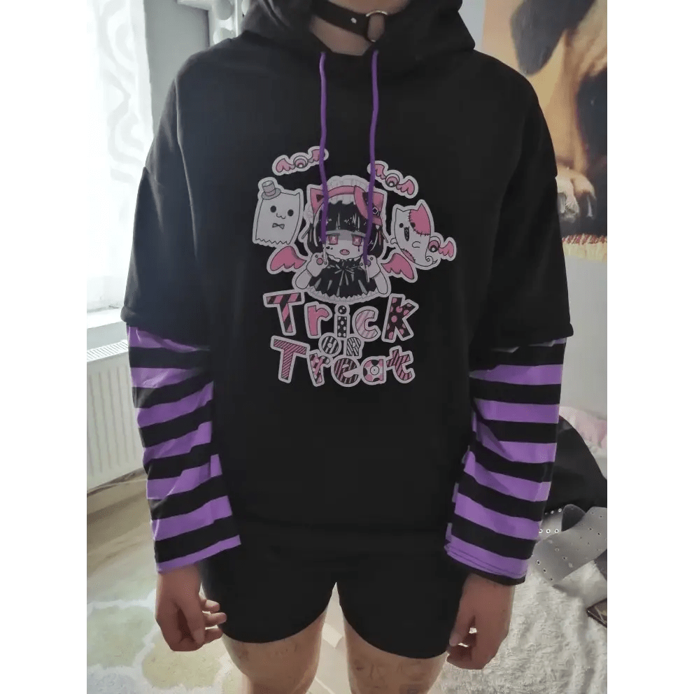 Black and Purple Trick or Treat Inspired Hoodie - Cosparty