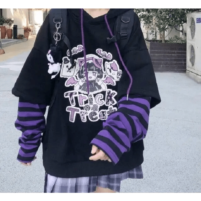 Black and Purple Trick or Treat Inspired Hoodie - Cosparty