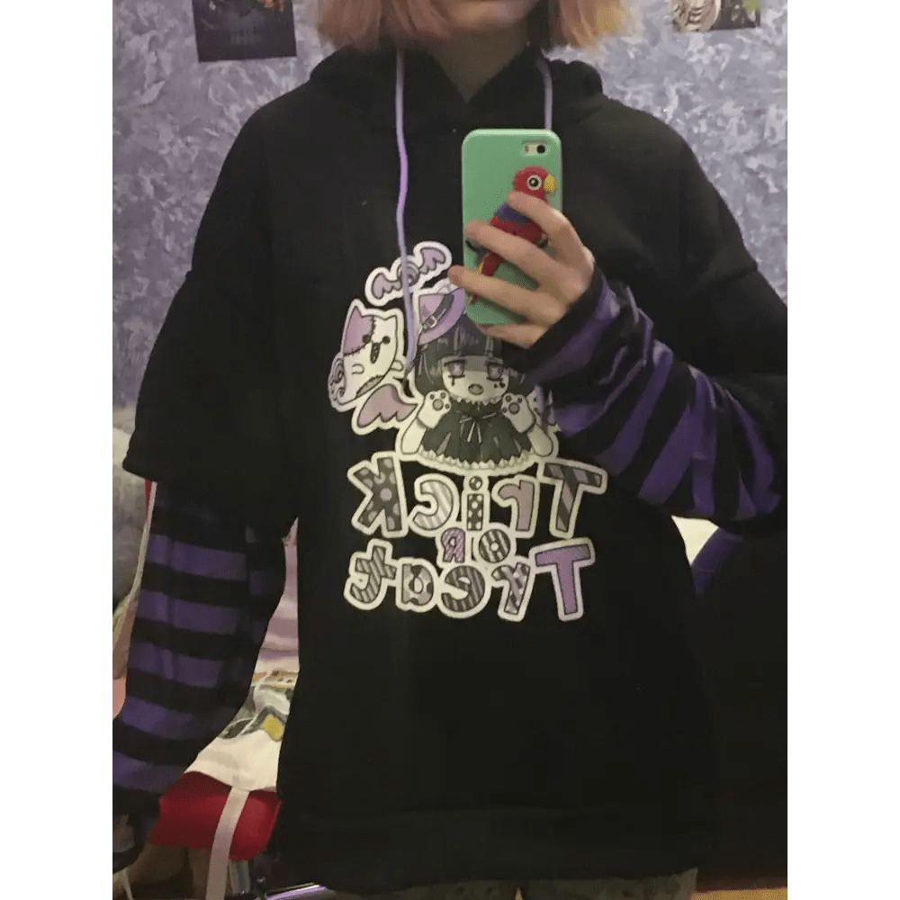 Black and Purple Trick or Treat Inspired Hoodie - Cosparty