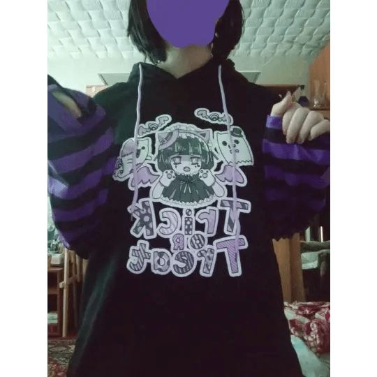 Black and Purple Trick or Treat Inspired Hoodie - Cosparty