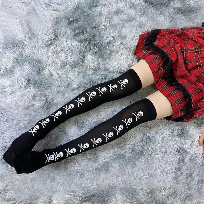 Black Thigh - High Tights for Gothic and Grunge Fashion - Cosparty
