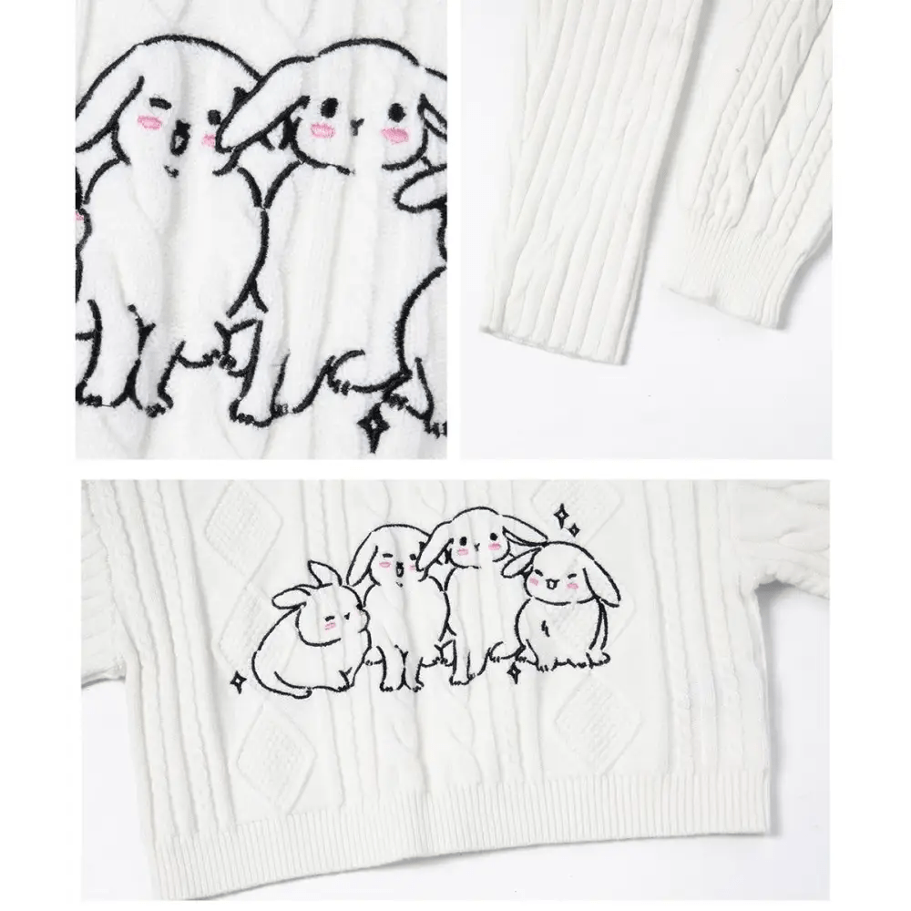 Buncha Bunnies Slouchy Turtleneck for Cute and Cozy Style - Cosparty