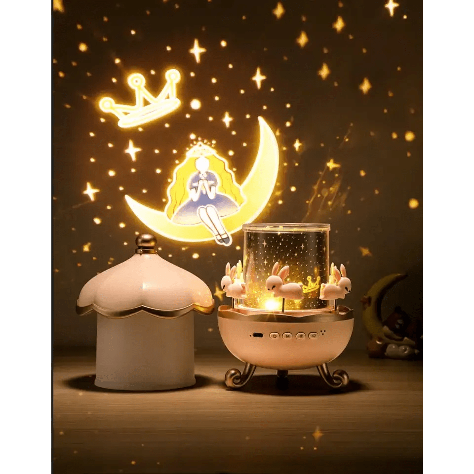 Bunny Carousel Projector Night Light for a Magical Nursery Atmosphere - Cosparty