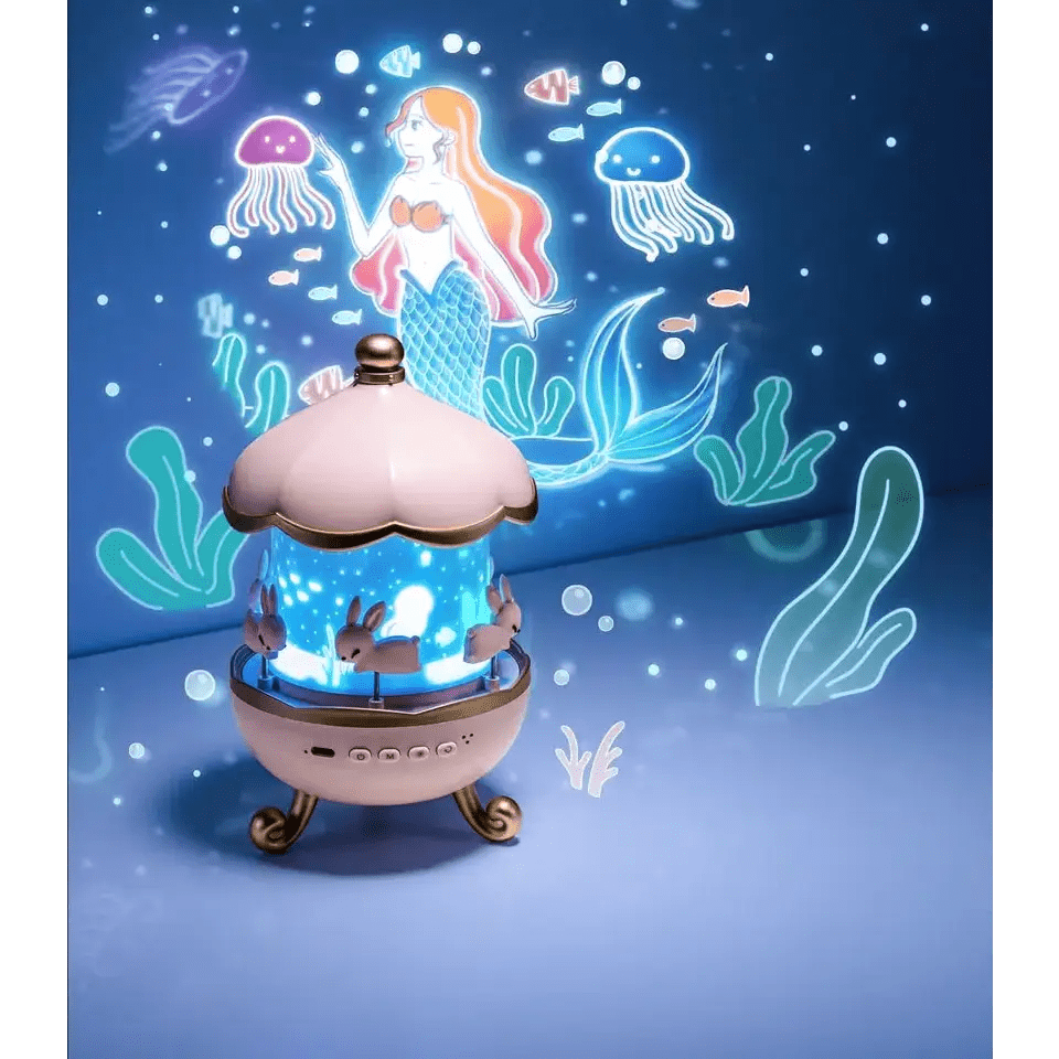 Bunny Carousel Projector Night Light for a Magical Nursery Atmosphere - Cosparty