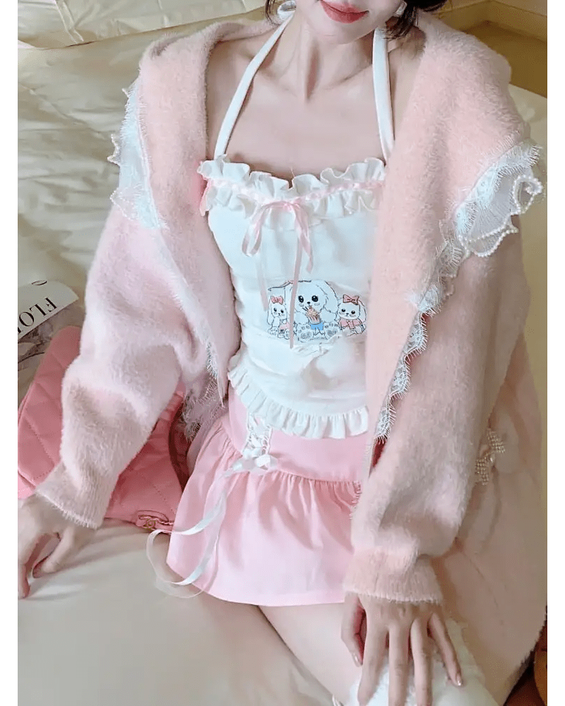 Bunny Tea Party Halter Top for Kawaii and Fairycore Lovers - Cosparty