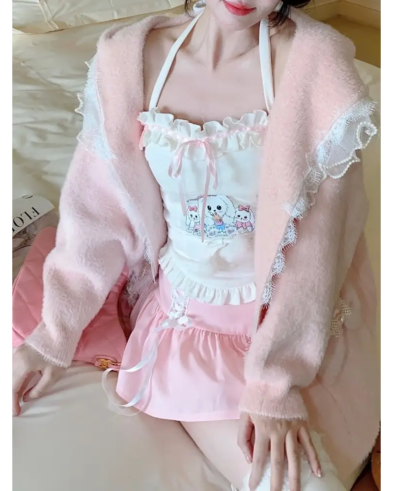 Bunny Tea Party Halter Top for Kawaii and Fairycore Lovers - top