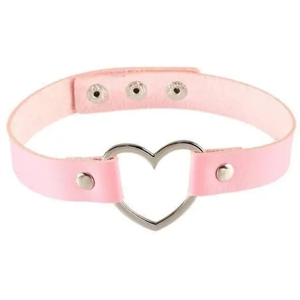 Candy Colored Heart Choker in Vegan Leather for Cosparty Fun - Cosparty
