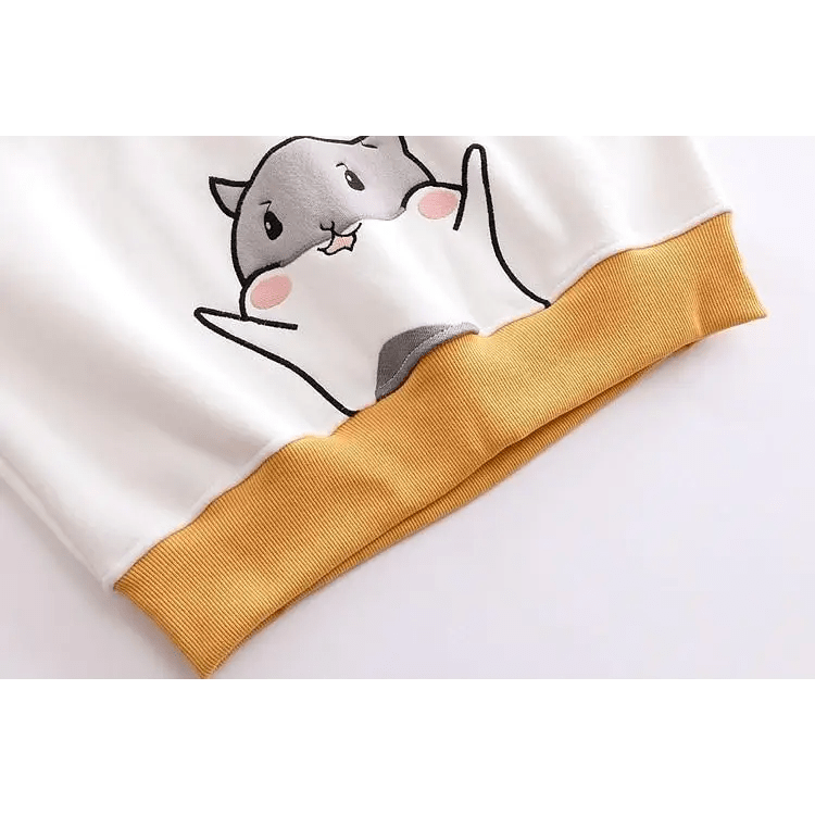 Cat - Eared Hamster Hoodie with Sunflower Seeds for Kawaii Fashion - Cosparty