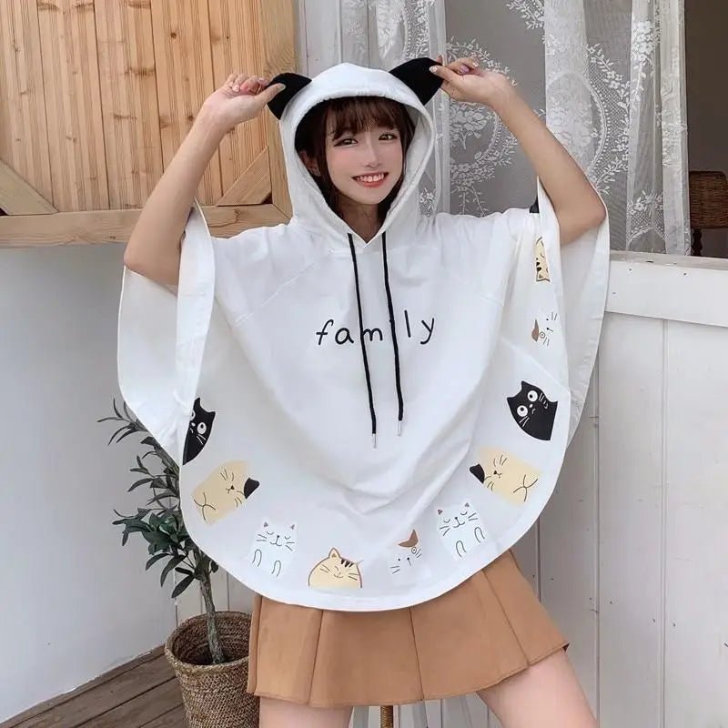Cat Family Poncho Cape with Bear Ears for Kawaii Fashion Lovers - Cosparty