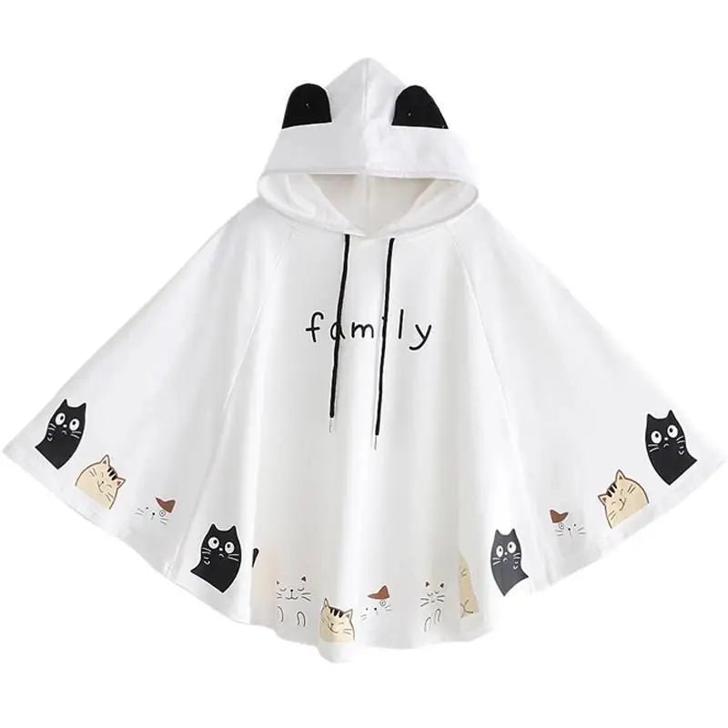 Cat Family Poncho Cape with Bear Ears for Kawaii Fashion Lovers - Cosparty