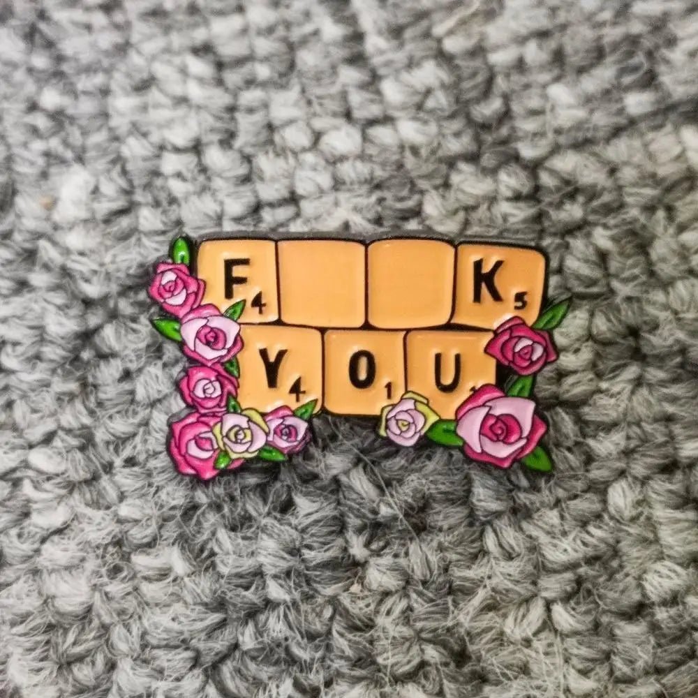 Cheeky Scrabble Inspired Fuck You Enamel Lapel Pin - Cosparty