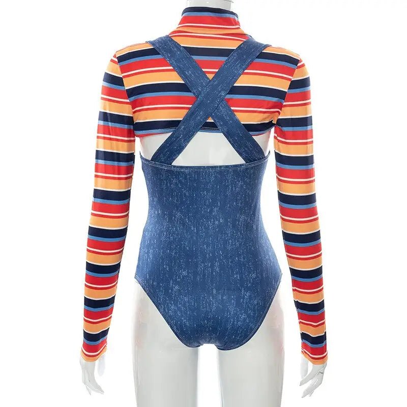 Chucky Doll Inspired Adult Onesie Cosplay Costume Set - Cosparty