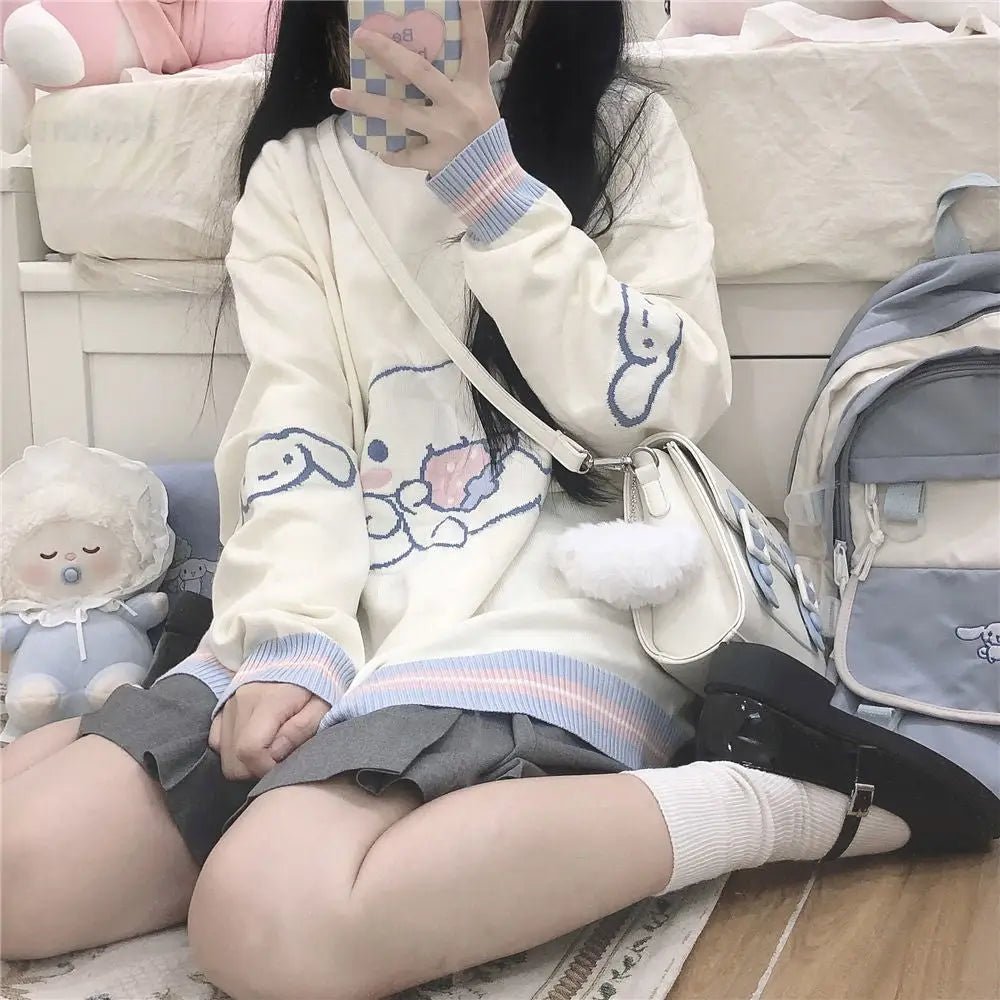 Cinnamoroll Blue and White Pullover Crewneck Hoodie - Cosparty