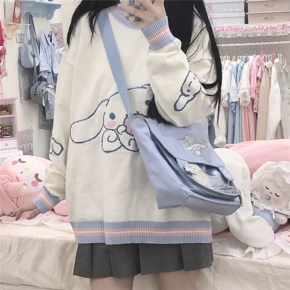 Cinnamoroll Blue and White Pullover Crewneck Hoodie - Cosparty