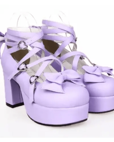 Classic Strappy Wrap - Around Ankle Lolita Shoes with Block Heel - Cosparty