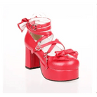Classic Strappy Wrap - Around Ankle Lolita Shoes with Block Heel - Cosparty