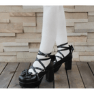 Classic Strappy Wrap - Around Ankle Lolita Shoes with Block Heel - Cosparty