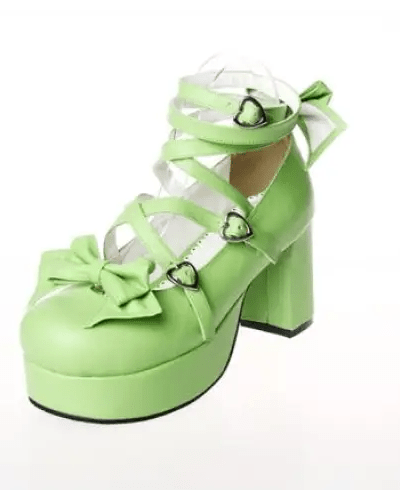 Classic Strappy Wrap - Around Ankle Lolita Shoes with Block Heel - Cosparty