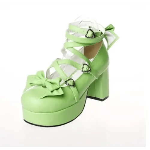 Classic Strappy Wrap - Around Ankle Lolita Shoes with Block Heel - Cosparty
