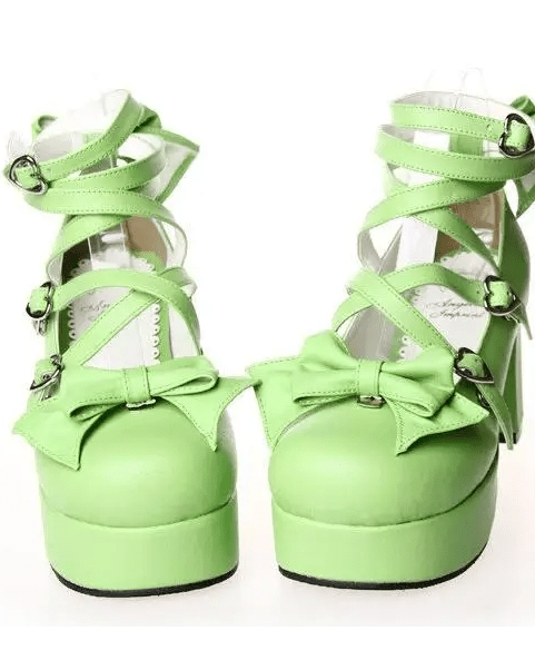 Classic Strappy Wrap - Around Ankle Lolita Shoes with Block Heel - Cosparty