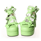 Classic Strappy Wrap - Around Ankle Lolita Shoes with Block Heel - Cosparty
