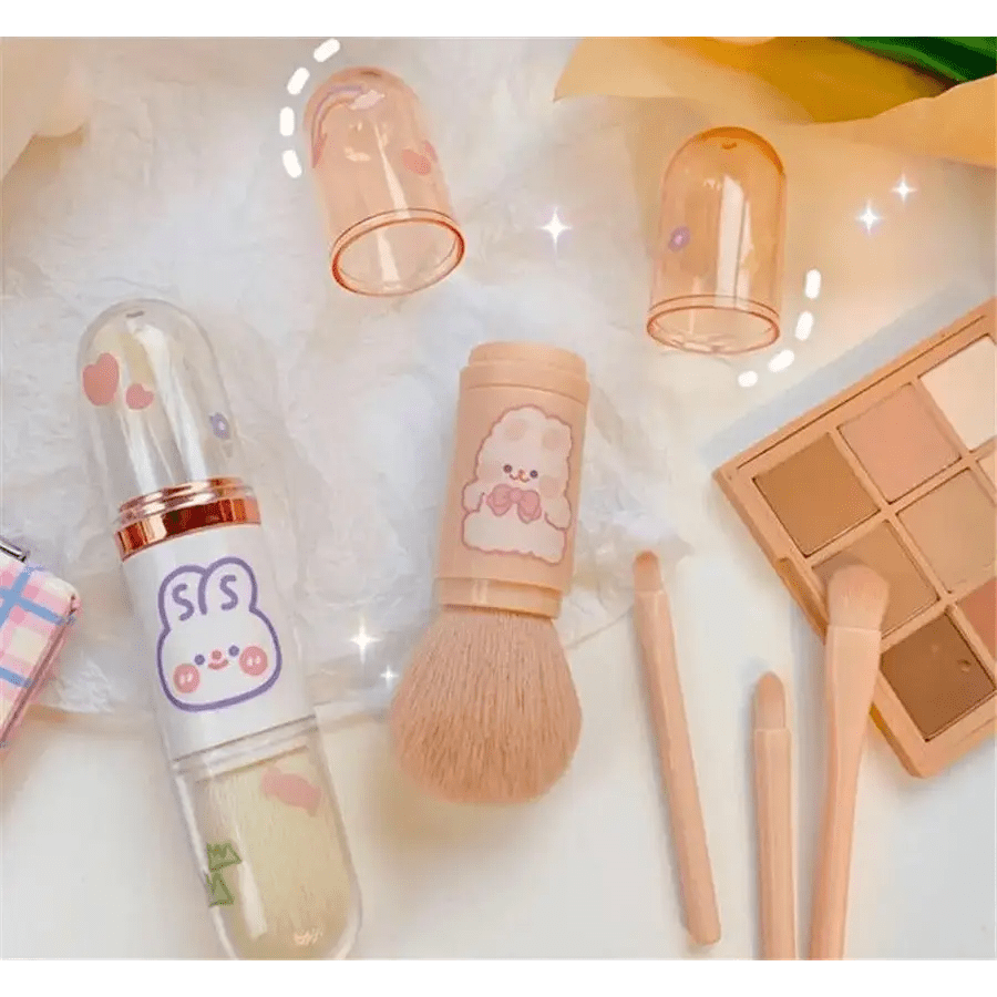 Compact 4 in 1 Makeup Brush Set for On - the - Go Touch - Ups - Cosparty