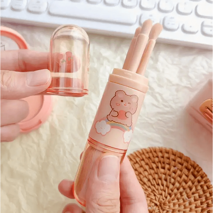 Compact 4 in 1 Makeup Brush Set for On - the - Go Touch - Ups - Cosparty