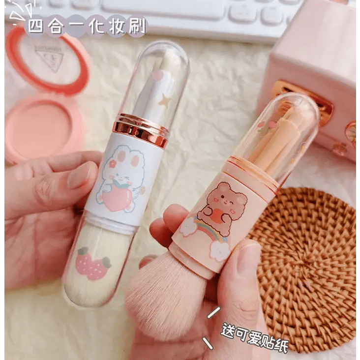 Compact 4 in 1 Makeup Brush Set for On - the - Go Touch - Ups - Cosparty