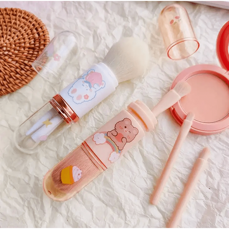 Compact 4 in 1 Makeup Brush Set for On - the - Go Touch - Ups - Cosparty