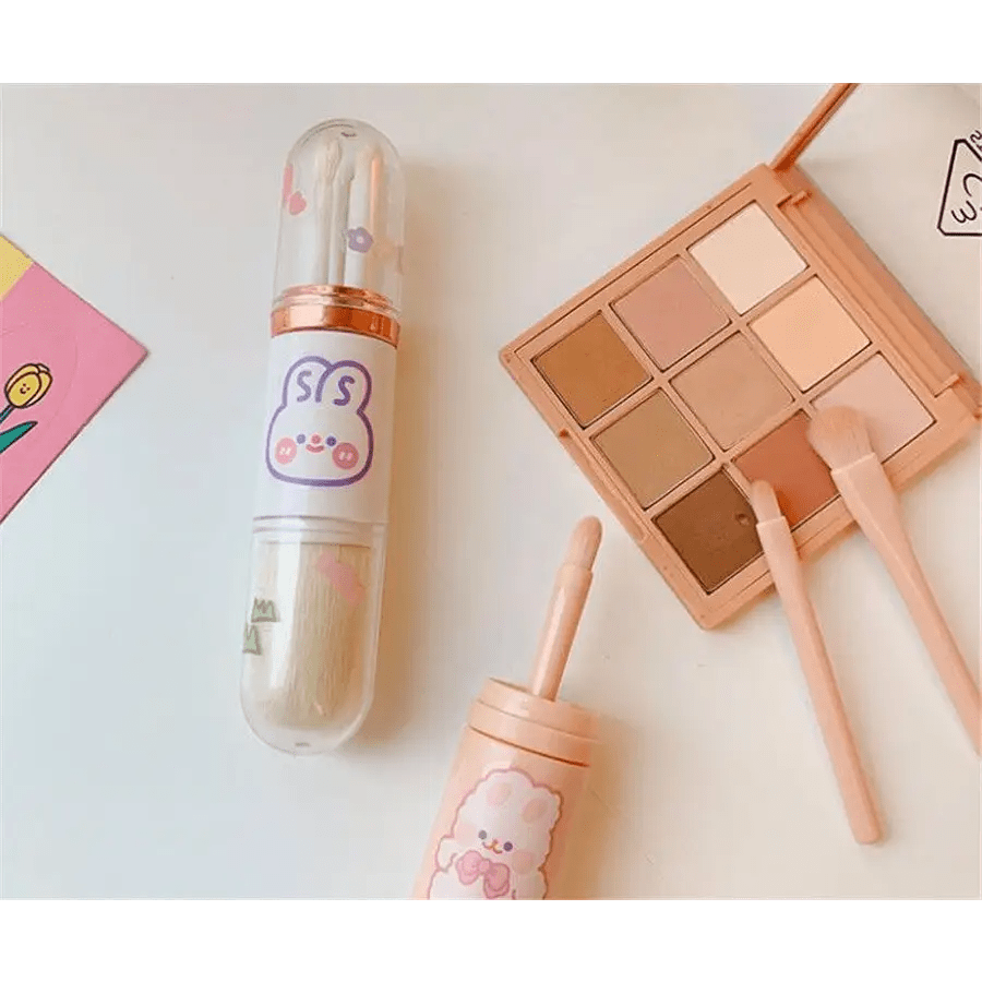 Compact 4 in 1 Makeup Brush Set for On - the - Go Touch - Ups - Cosparty