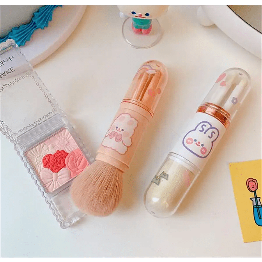 Compact 4 in 1 Makeup Brush Set for On - the - Go Touch - Ups - Cosparty