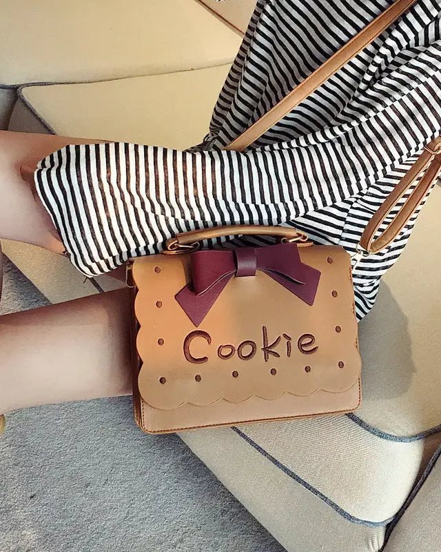 Cookie Biscuit - Shaped Handbag with Quality Gold Hardware and Embroidery - Cosparty