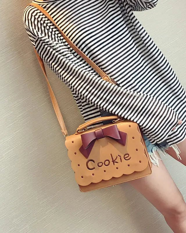 Cookie Biscuit - Shaped Handbag with Quality Gold Hardware and Embroidery - Cosparty