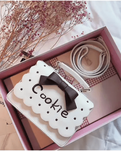 Cookie Biscuit - Shaped Handbag with Quality Gold Hardware and Embroidery - Cosparty