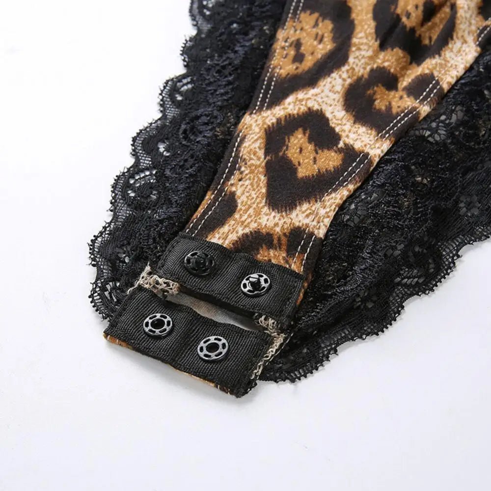 Corset Backed Leopard Print Bodysuit for a Fierce Look - Cosparty