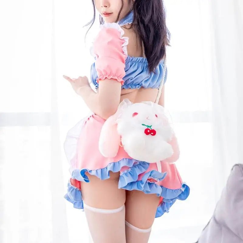 Cotton Candy Inspired Ruffled Maid Cosplay Set for Kawaii Fashion - Cosparty