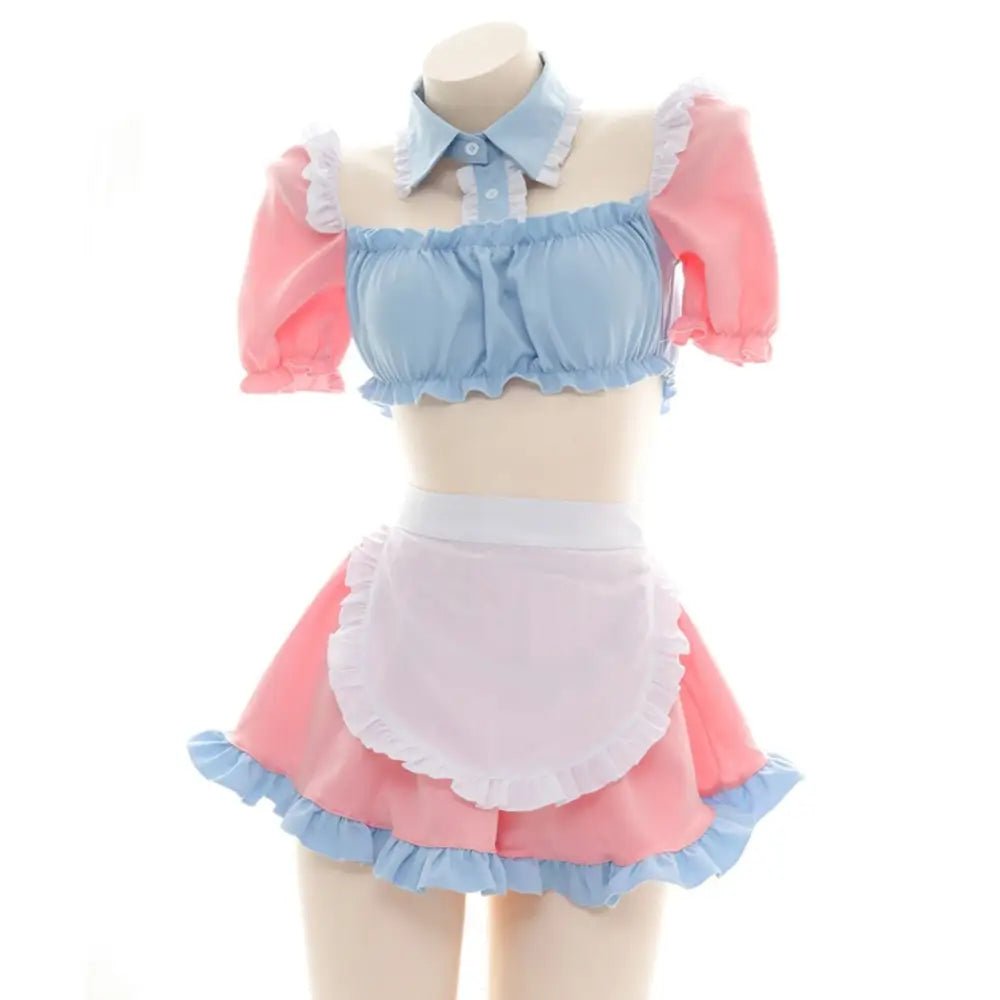 Cotton Candy Inspired Ruffled Maid Cosplay Set for Kawaii Fashion - Cosparty