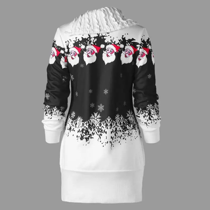 Cozy Cable Knit Cowl Neck Santa Sweater for Holiday Cheer - Cosparty